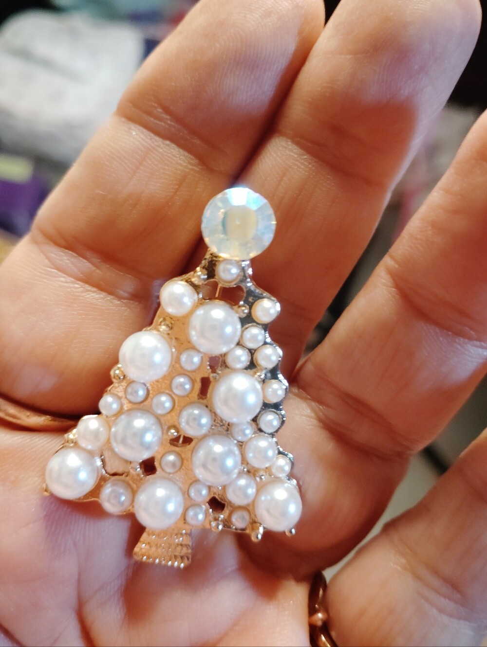 Gold Pearl Christmas Tree Brooch - Women Jewelry